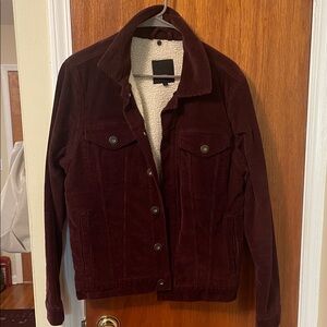 River Island Burgundy Corduroy Bomber Jacket